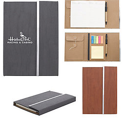 Woodgrain Padfolio with Stick Notes and Flags