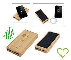 Bamboo 10,000mAh Solar/Wireless Powerbank