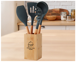 5-Piece Bamboo and Silicone Utensil Set
